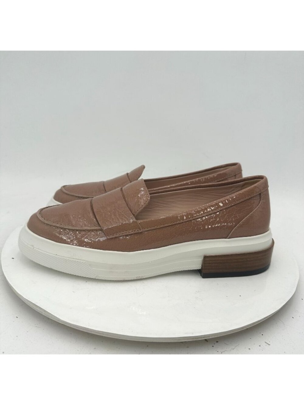 Tods Women Size EU 38 US 8 Brown Patent Leather Platform Slip On Loafer Shoes